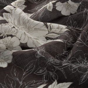 Black Azalea Print Tencel Scarf - Thumbnail