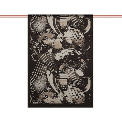 Black Beige Rhapsody Print Tencel Scarf
