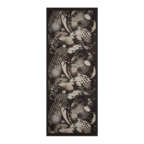 Black Beige Rhapsody Print Tencel Scarf