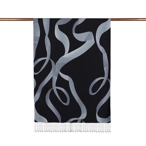 Black Betta Print Silk Scarf - Thumbnail