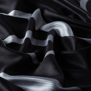Black Betta Print Silk Scarf - Thumbnail