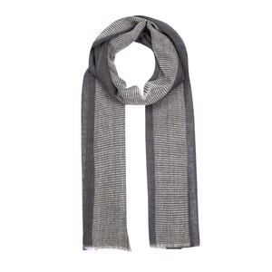 ipekevi - Black Block Cord Wool Silk Scarf (1)