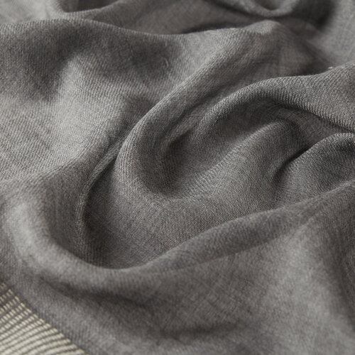 Black Block Cord Wool Silk Scarf