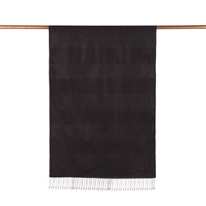 Black Block Lurex Striped Silk Scarf - Thumbnail