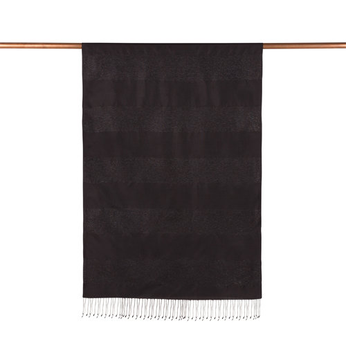 Black Block Lurex Striped Silk Scarf