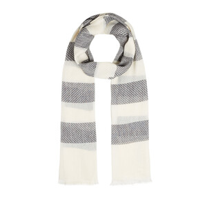 ipekevi - Black Block Striped Linen Cotton Scarf (1)