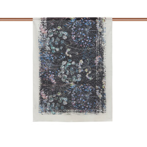 Black Blue Forest Rose Cotton Scarf - Thumbnail