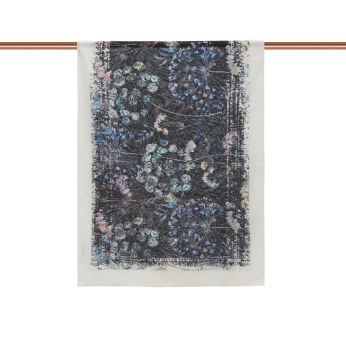 Black Blue Forest Rose Cotton Scarf