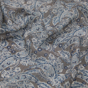 Black Blue Mezopotamya Model 02 Print Tencel Scarf - Thumbnail