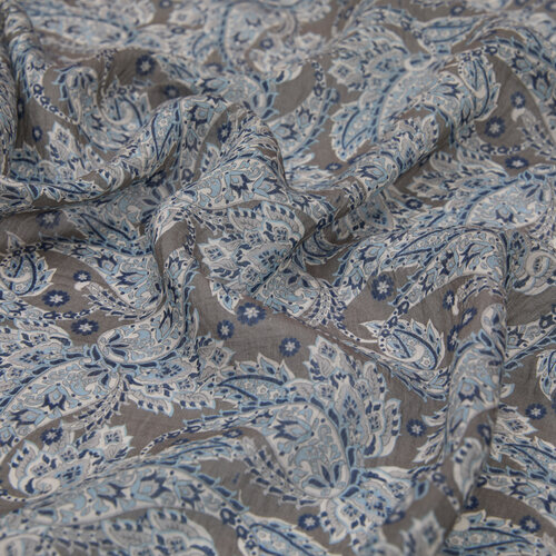 Black Blue Mezopotamya Model 02 Print Tencel Scarf