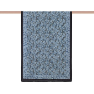 ipekevi - Black Blue Mezopotamya Print Tencel Scarf (1)