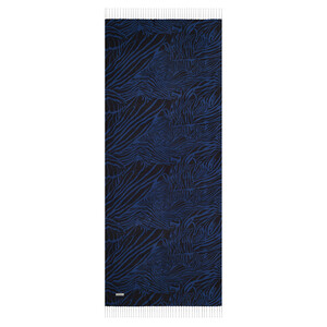Black Blue Zebra Print Silk Scarf - Thumbnail