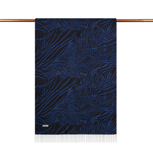 ipekevi - Black Blue Zebra Print Silk Scarf (1)