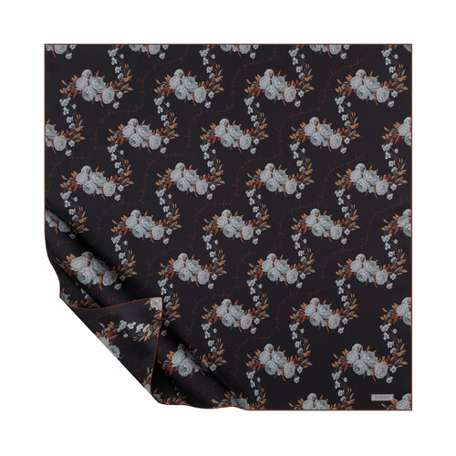 Black Boucle Twill Silk Scarf