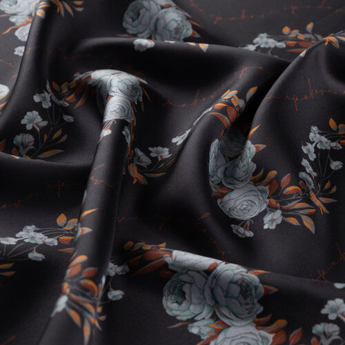 Black Boucle Twill Silk Scarf