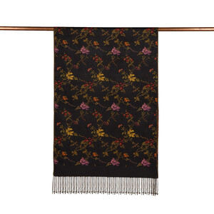 Black Brocade Reversible Prime Silk Scarf - Thumbnail