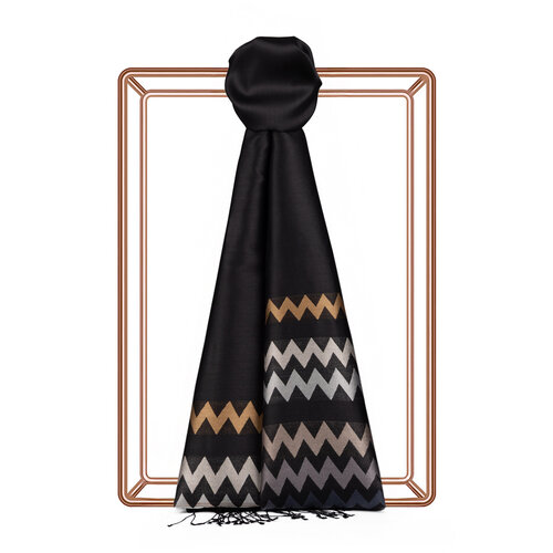 Black Brown Zigzag Silk Scarf