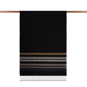 Black Brown Zigzag Silk Scarf - Thumbnail