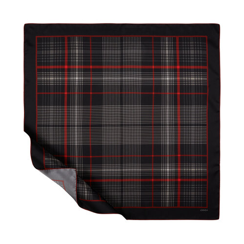 Black Burgundy Castle Plaid Silk Twill Scarf