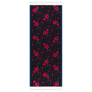 Black Burgundy Cosmic Traces Print Silk Scarf - Thumbnail