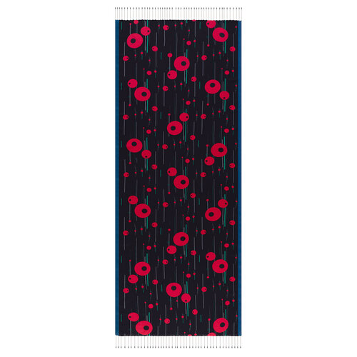 Black Burgundy Cosmic Traces Print Silk Scarf