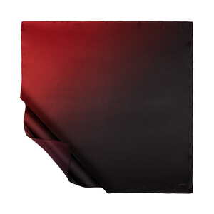 Black Burgundy Gradient Satin Silk Scarf - Thumbnail