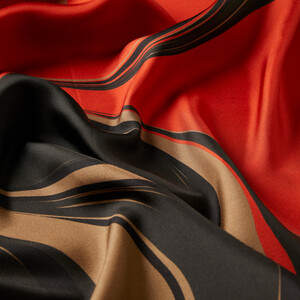 ipekevi - Black Burgundy Lav Twill Silk Scarf (1)