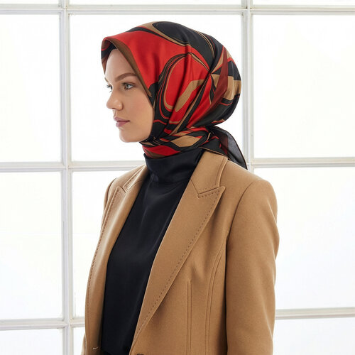 Black Burgundy Lav Twill Silk Scarf