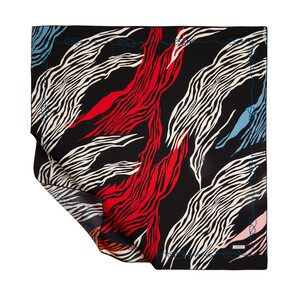 Black Burgundy Moss Twill Silk Scarf - Thumbnail