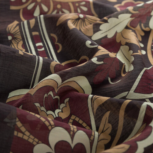 Black Burgundy Royal Ivy Pattern Tencel Scarf