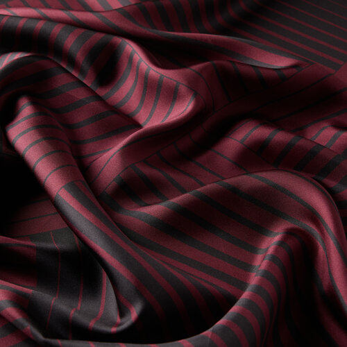 Black Burgundy Scan Print Silk Twill Scarf