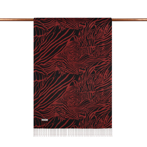 Black Burgundy Zebra Print Silk Scarf