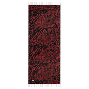 Black Burgundy Zebra Print Silk Scarf - Thumbnail