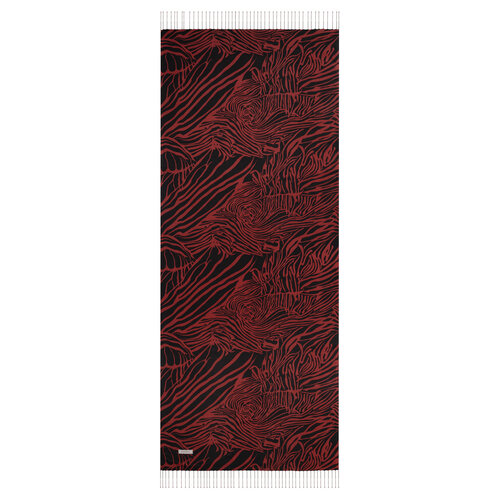 Black Burgundy Zebra Print Silk Scarf