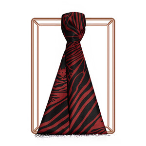ipekevi - Black Burgundy Zebra Print Silk Scarf