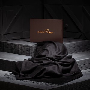 Black Cashmere Silk Prime Scarf - Thumbnail