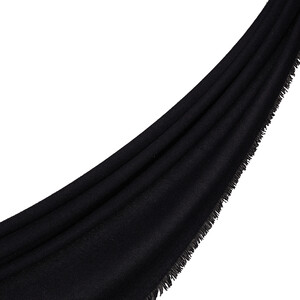Black Cashmere Wool Silk Scarf - Thumbnail