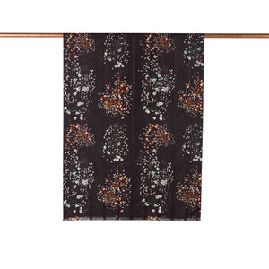 Black Celebration Print Satin Silk Scarf - Thumbnail