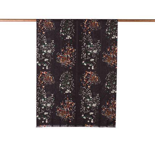 Black Celebration Print Satin Silk Scarf