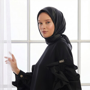 Black Ceremony Twill Silk Scarf - Thumbnail