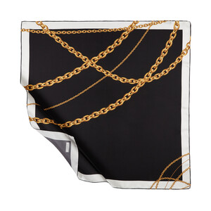 Black Chain Print Silk Twill Scarf - Thumbnail