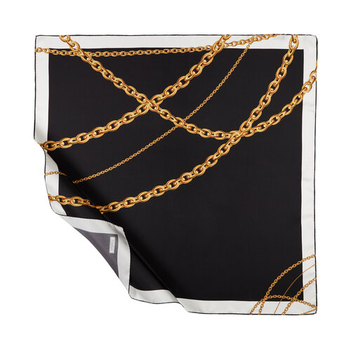 Black Chain Print Silk Twill Scarf