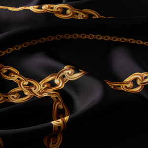 Black Chain Print Silk Twill Scarf - Thumbnail