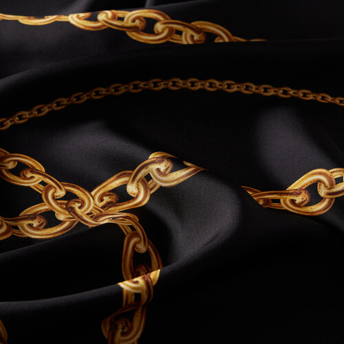 Black Chain Print Silk Twill Scarf