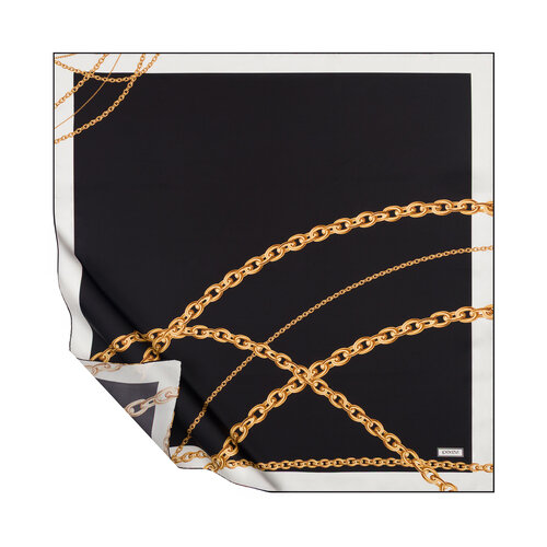 Black Chain Print Silk Twill Scarf