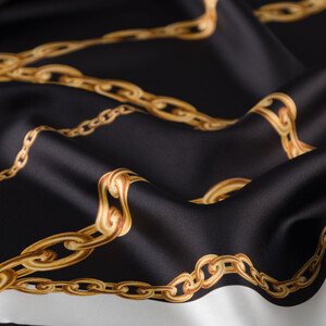 ipekevi - Black Chain Print Silk Twill Scarf (1)