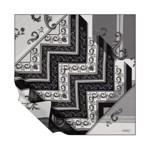 Black Charcoal Duchess Twill Silk Scarf - Thumbnail