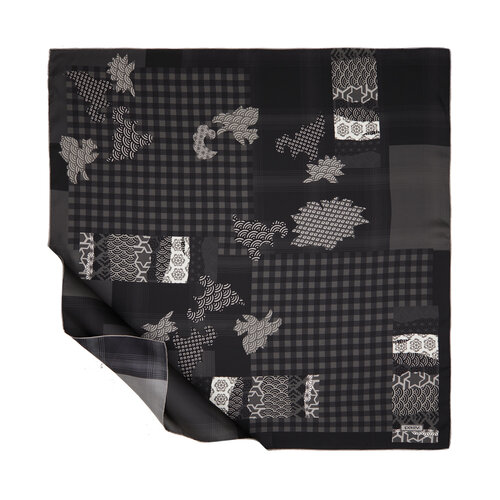 Black Charcoal Nineties Twill Silk Scarf 