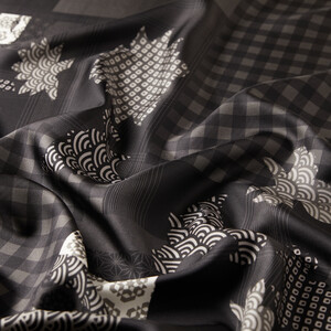 ipekevi - Black Charcoal Nineties Twill Silk Scarf (1)