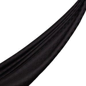 Black Checkered Cotton Silk Scarf - Thumbnail